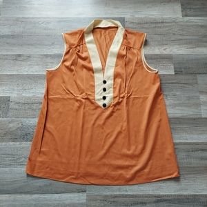 Vintage Lingerie Tank Large 70s 80s Vanity Fair Saffron Hot Orange